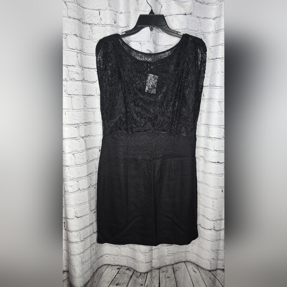 French Connection Lace Top Black Dress Size 10